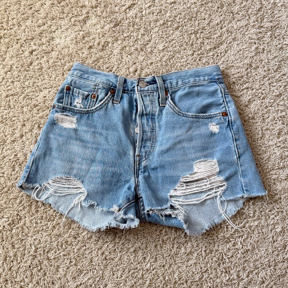 Levi's 501 Distressed Denim Shorts Size 24